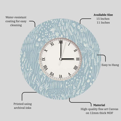 Garden Hour – Teal Sketch Wall Clock