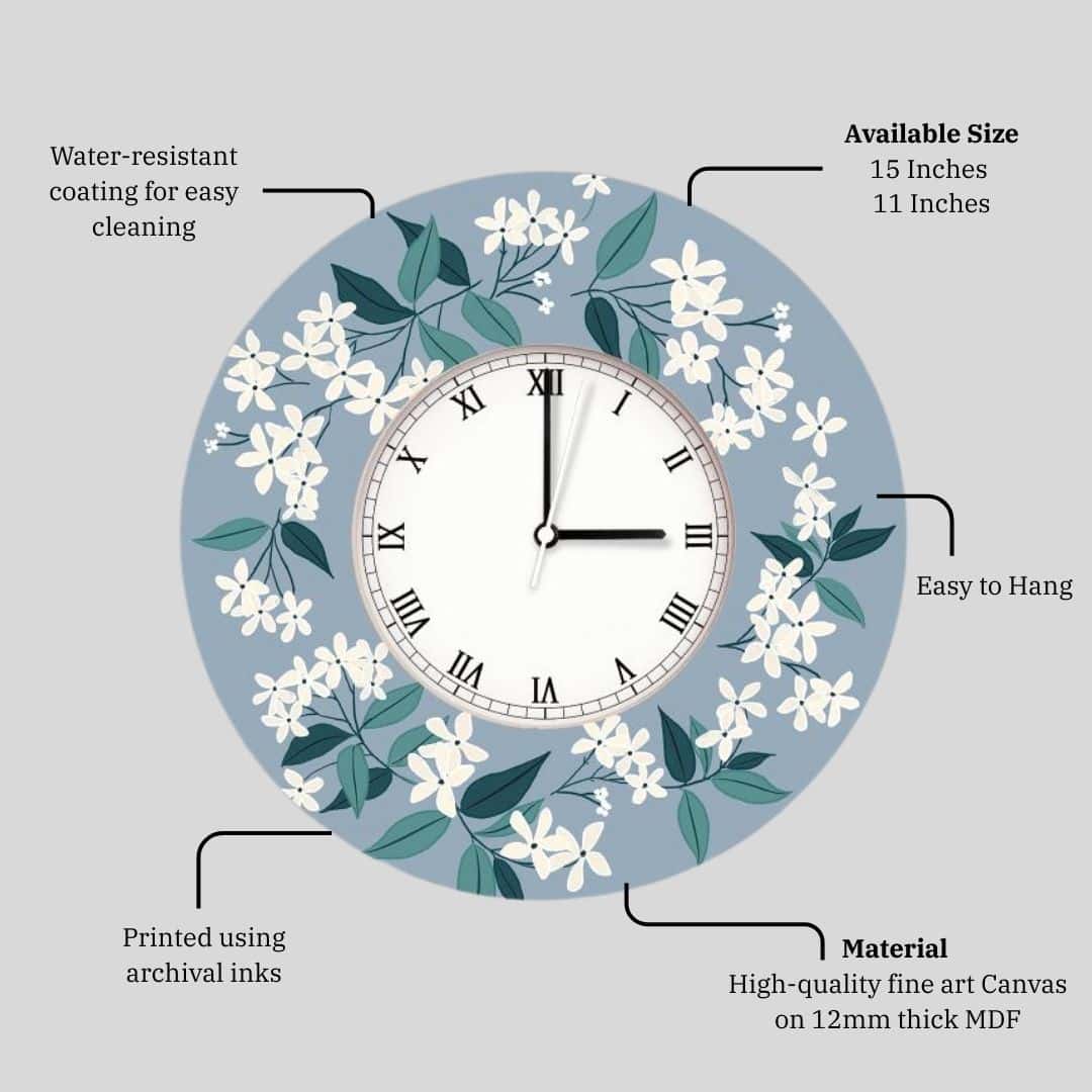 Cloudtime Bloom – Azure Floral Clock