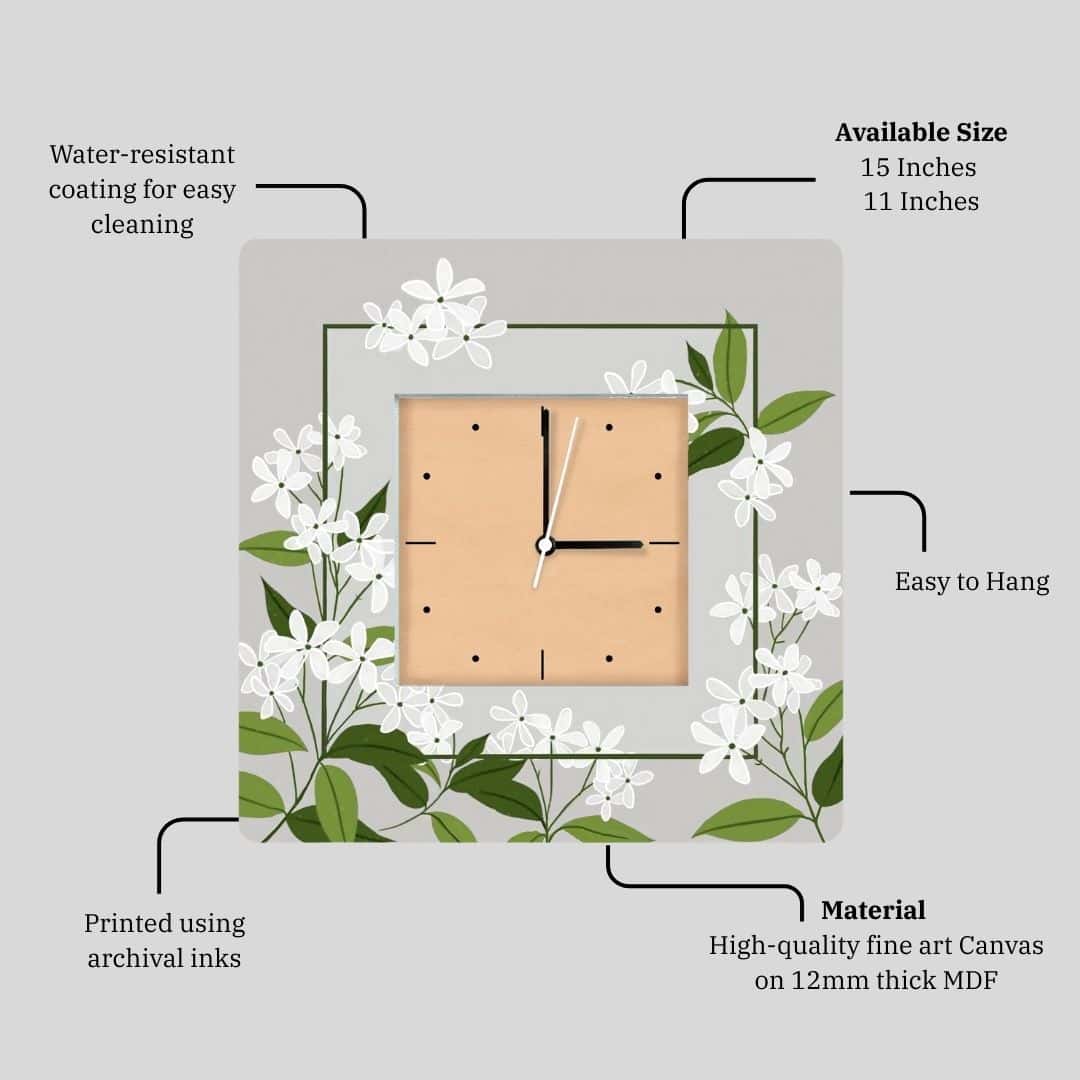 Soft Hour Bloom – Misty Green Floral Clock