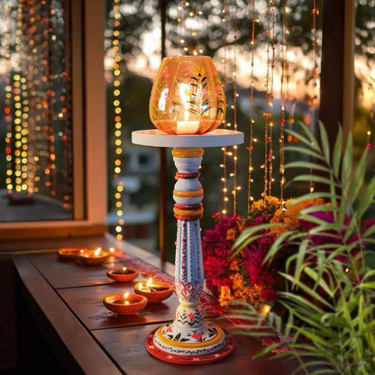 Elara- Wooden Candle Stand