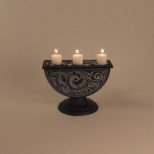 Noor - Semicircle Wooden Candle Stand