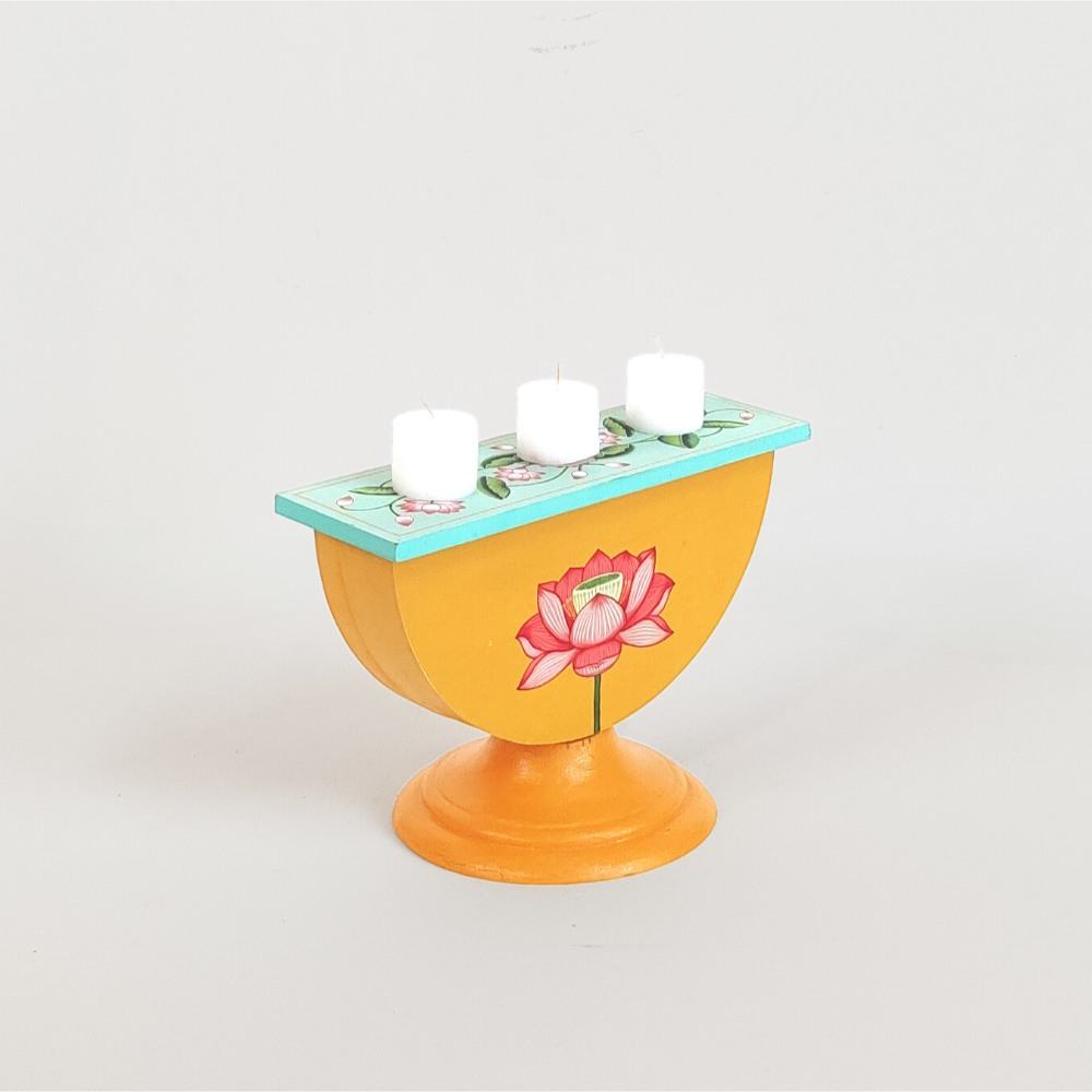 Navya - Semicircle Wooden Candle Stand