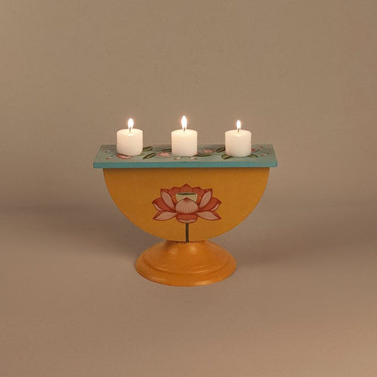 Navya - Semicircle Wooden Candle Stand