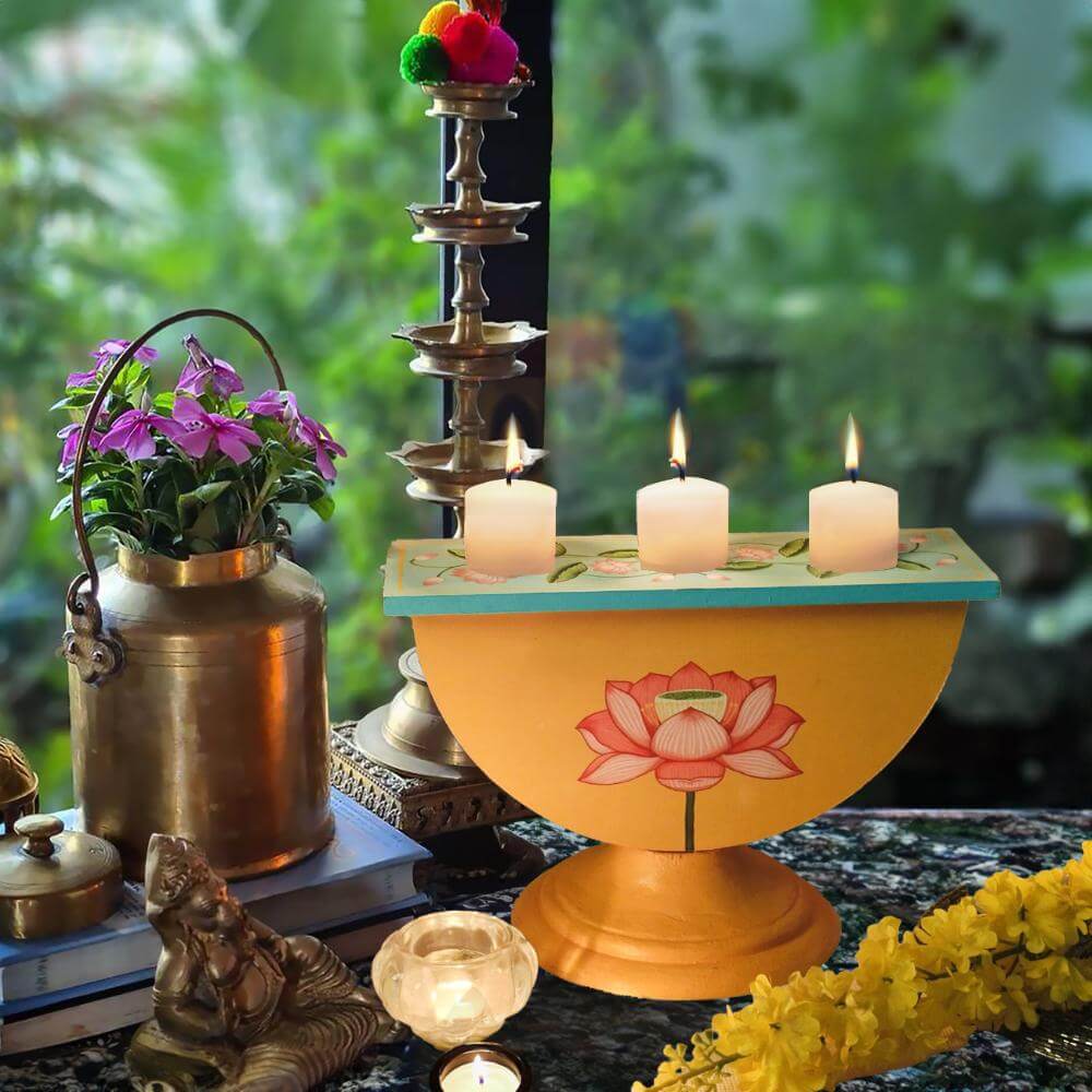 Navya - Semicircle Wooden Candle Stand