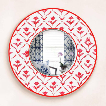 Decorative Designer Mirror - red monochrome roses - rangreli