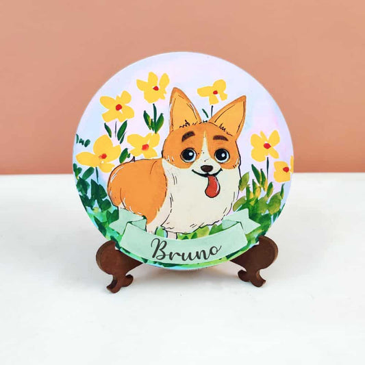 Handpainted Character Table Art - Cute Dog - rangreli