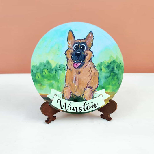 Handpainted Character Table Art -German Shepherd - rangreli