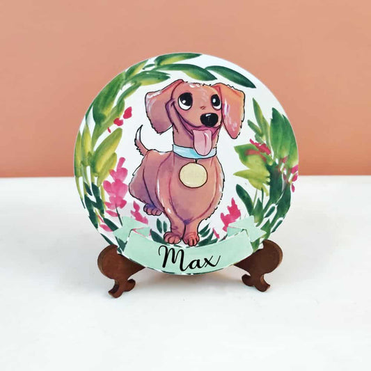 Handpainted Character Table Art -Happy Smiling Dog - rangreli