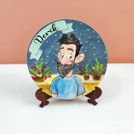 Handpainted Character Table Art - Beard Boy - rangreli