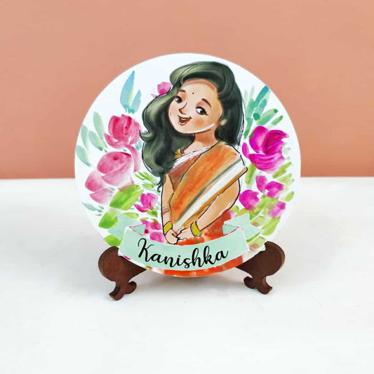 Handpainted Character Table Art - Blushing Girl - rangreli