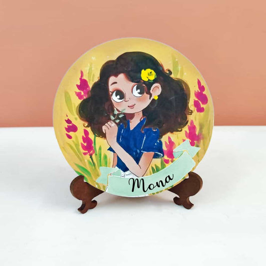 Handpainted Character Table Art - Flower girl - rangreli