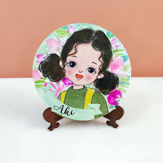 Handpainted Character Table Art - Cheerful Kid - rangreli