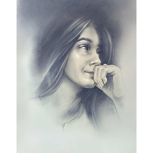 Black and White Hand painted Portrait - Style 1 - rangreli