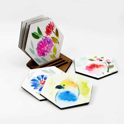 Set of 6 Hand Painted Coasters -1 - rangreli