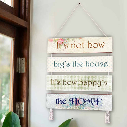 Wall Art - Quote Wall Hanging Planks - Happy Home - rangreli