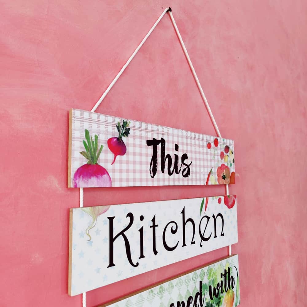 Wall Art - Quote Wall Hanging Planks - Kitchen Love - rangreli