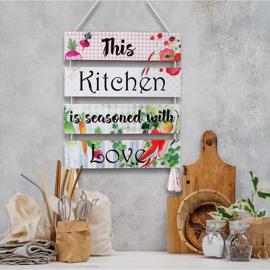 Wall Art - Quote Wall Hanging Planks - Kitchen Love - rangreli