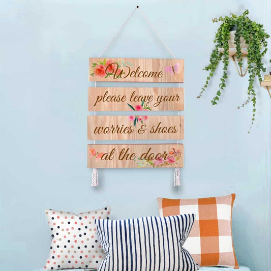 Wall Art - Quote Wall Hanging Planks - Welcome at the door - rangreli