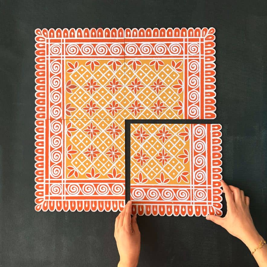 Handpainted Rangoli Bundle - Square shaped - rangreli