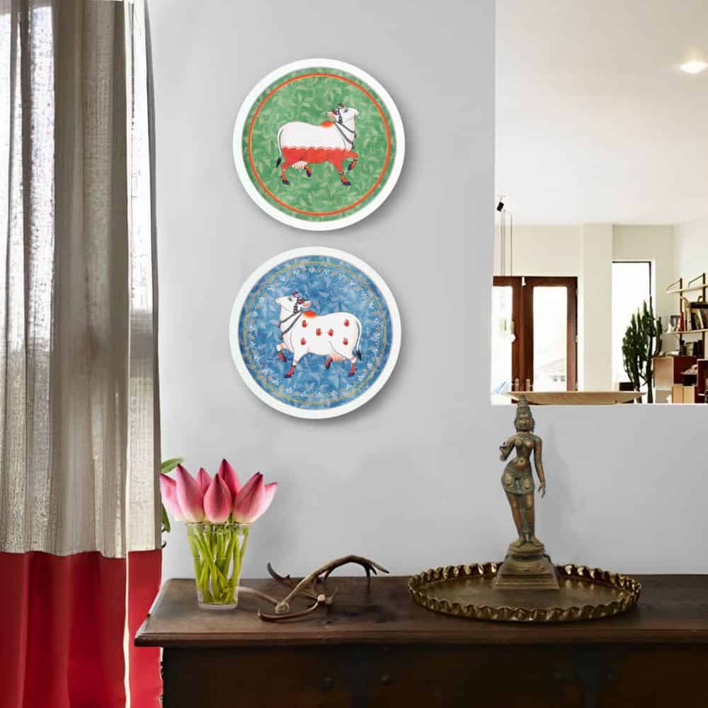 Gaay Pichwai Style Wall Art Frames Set of 2 - rangreli