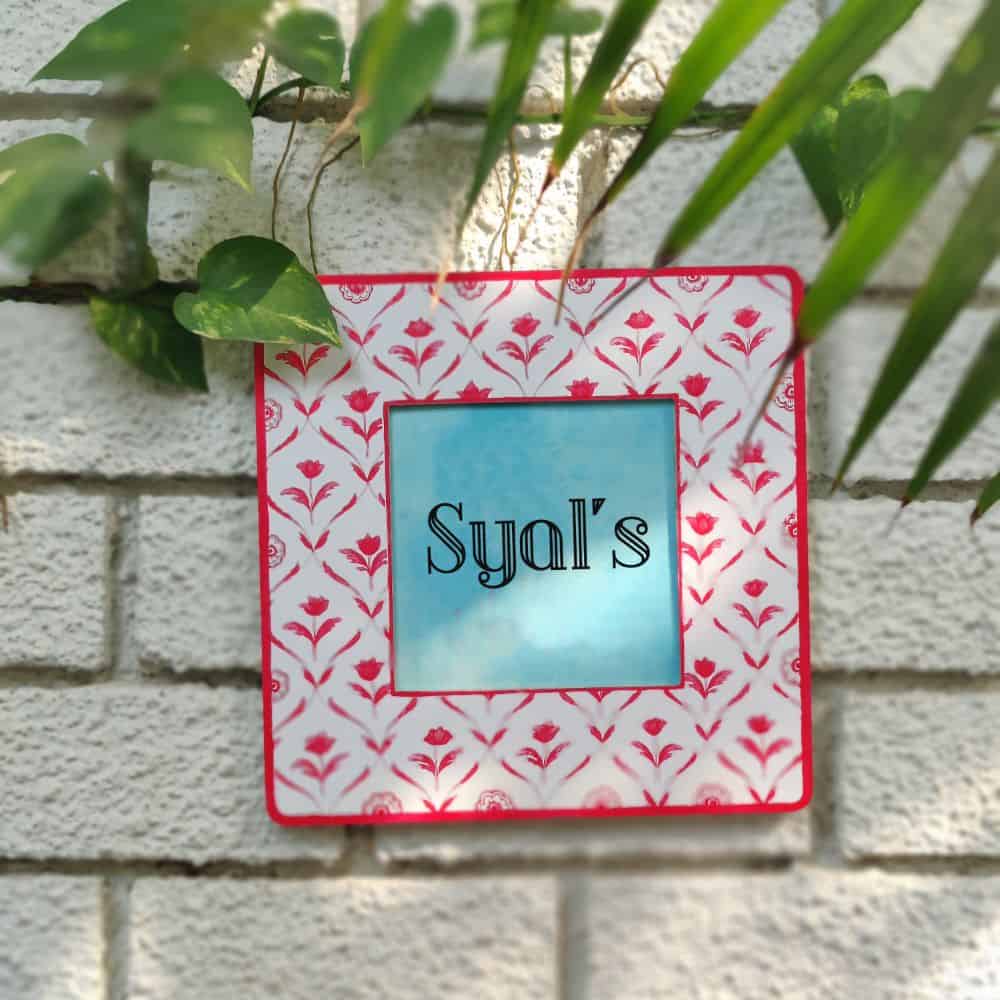 Printed Customized Name plate -  red monochrome roses - rangreli