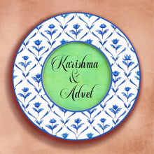 Load image into Gallery viewer, Printed Customized Name plate -  blue monochrome roses - rangreli
