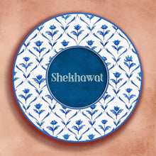 Load image into Gallery viewer, Printed Customized Name plate -  blue monochrome roses - rangreli
