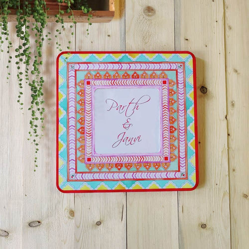 Printed Customized Name plate -  Orange and Teal - rangreli
