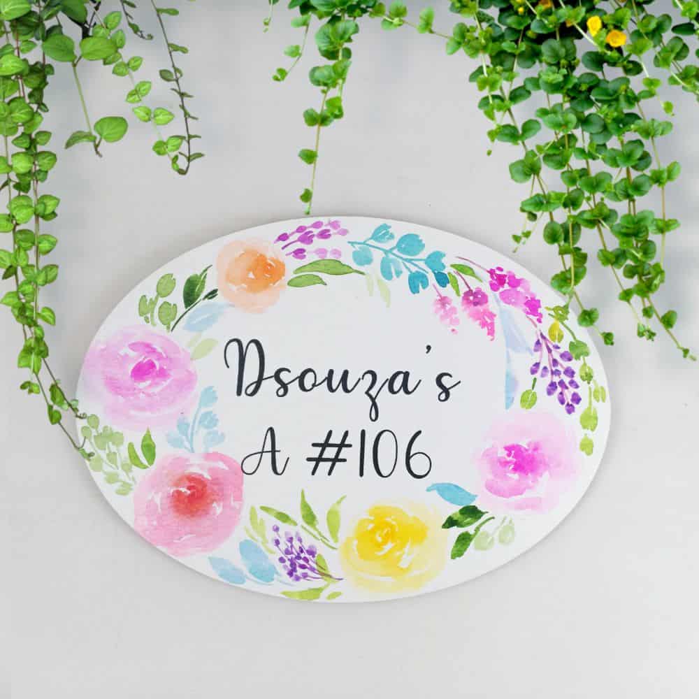 Handpainted Customized Name Plate - Bouquet Floral - rangreli
