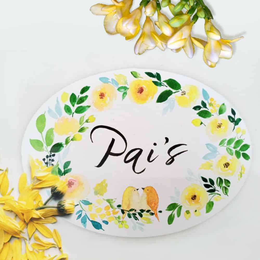 Handpainted Customized Name Plate - Band Floral - rangreli