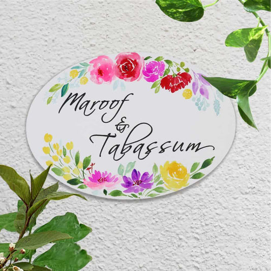 Handpainted Customized Name Plate - Bliss Floral - rangreli