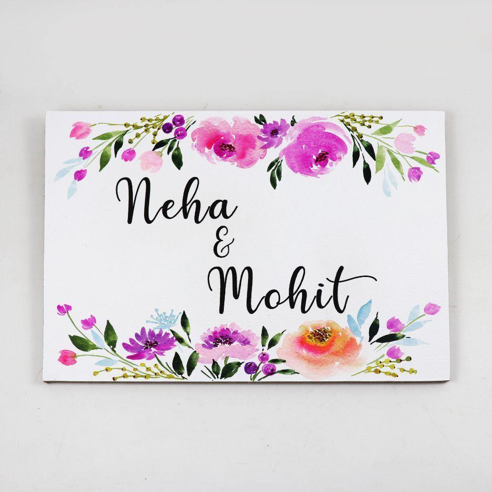 Customized Name Plate - Purple Band Floral - rangreliart