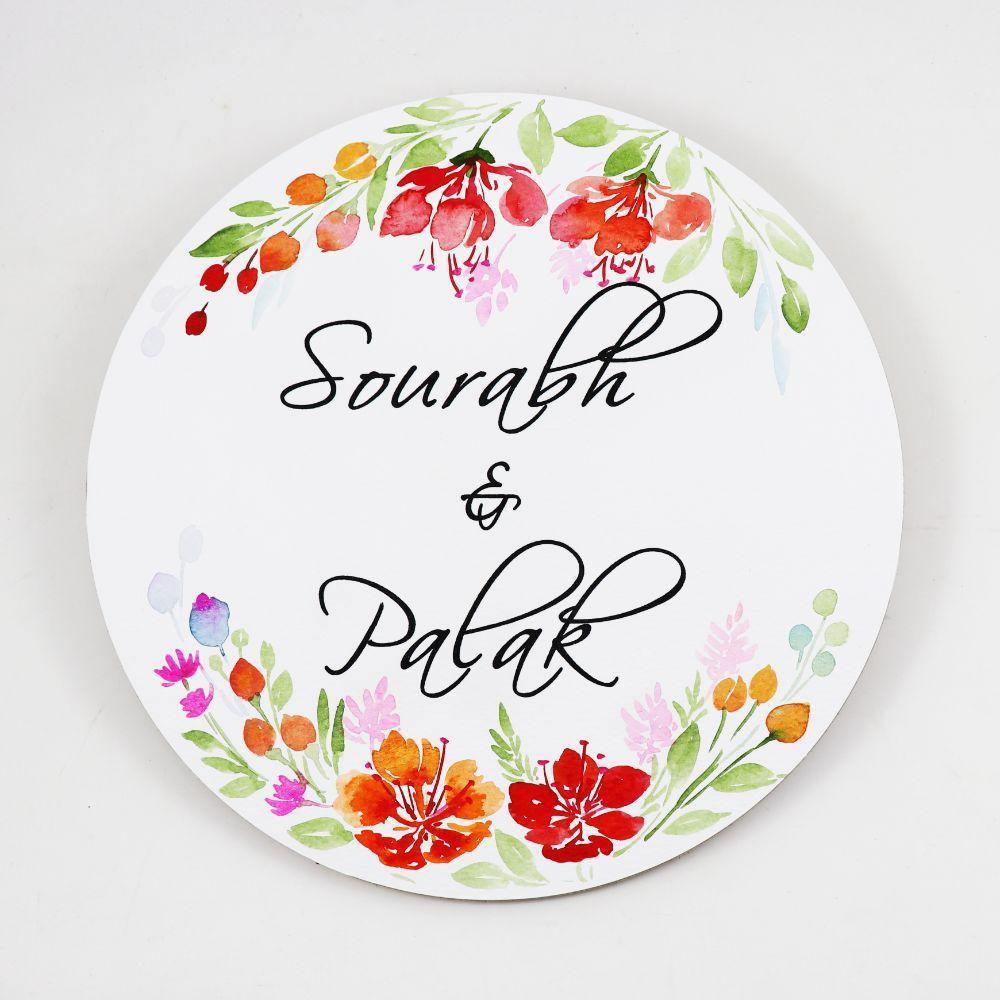 Customized Name Plate - Gulmohar Floral Name Plate - rangreliart