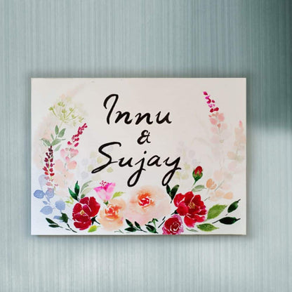 Handpainted Customized Name Plate - Bottom Floral Name Plate - rangreli