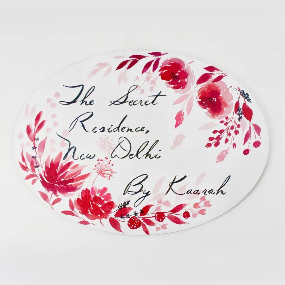 Customized Name Plate - Red Floral - rangreliart