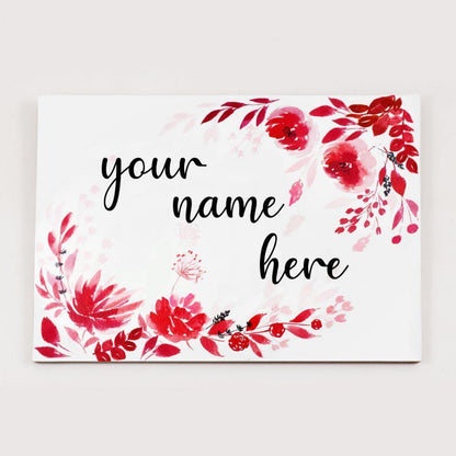 Customized Name Plate - Red Floral - rangreliart