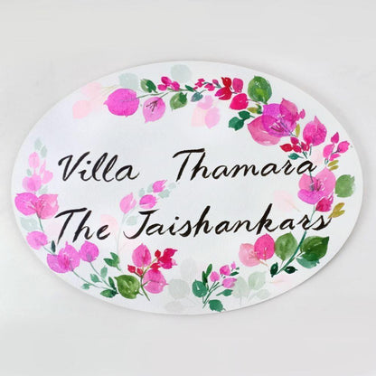 Customized Name Plate - Bougainvillea Floral Name Plate - rangreliart
