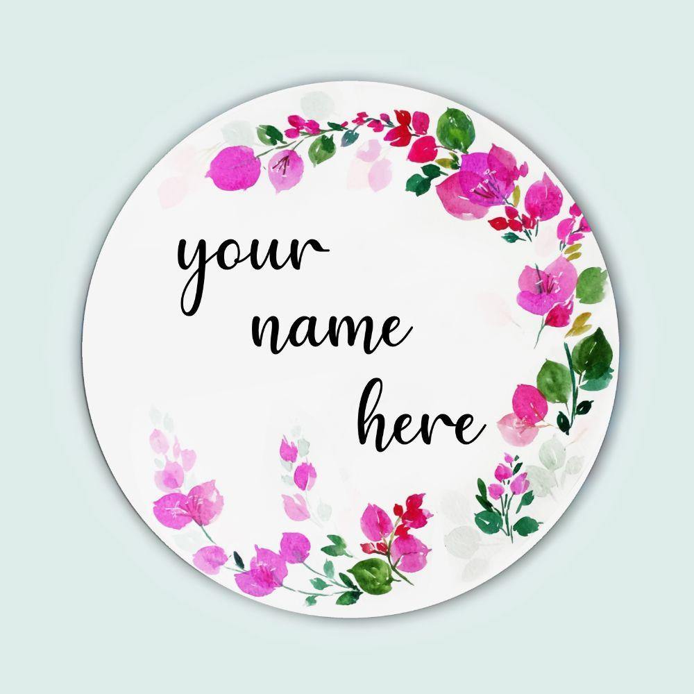Customized Name Plate - Bougainvillea Floral Name Plate - rangreliart