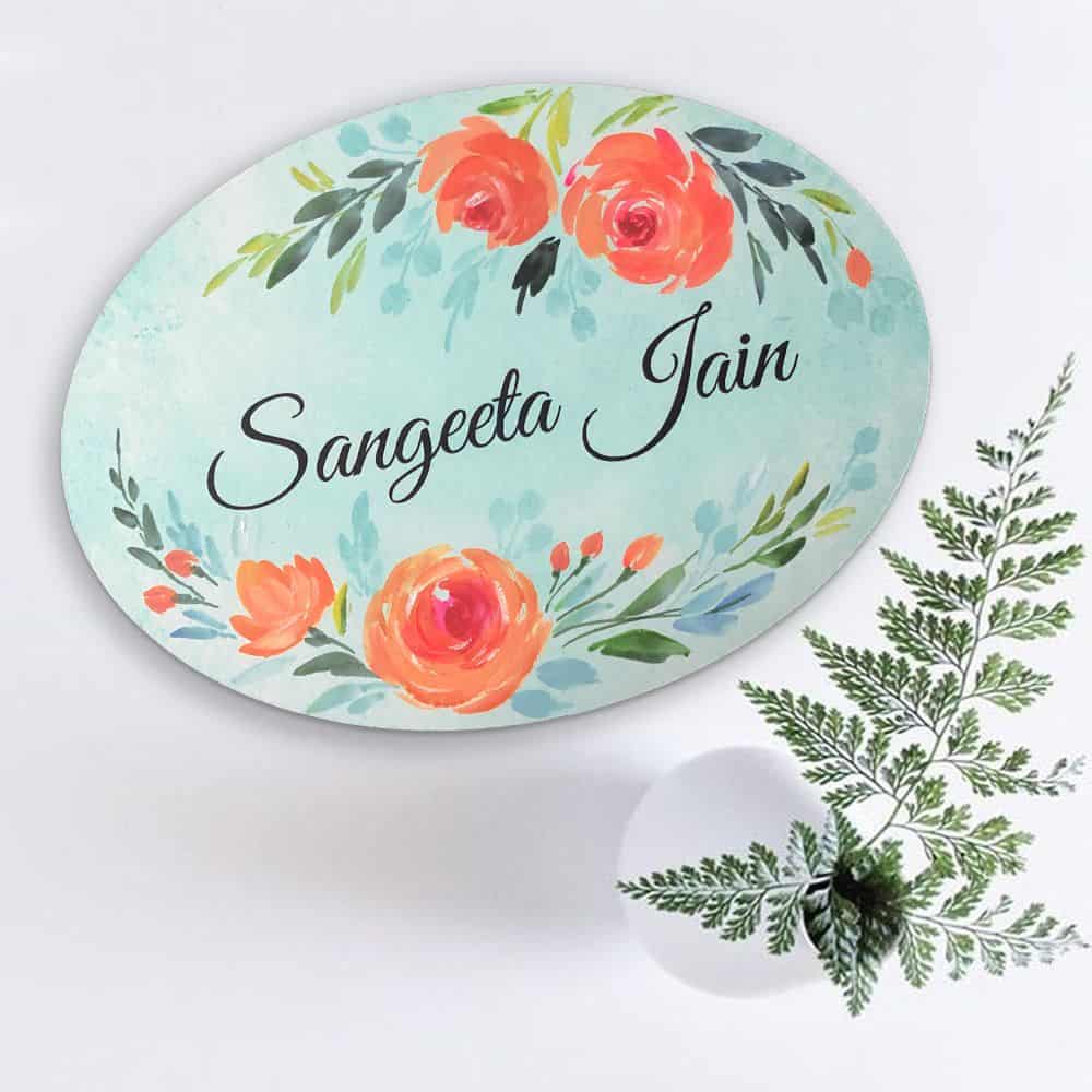 Handpainted Customized Name Plate - Garden Floral