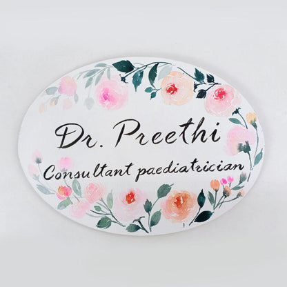 Customized Name Plate - Soft Pastel Floral - rangreliart