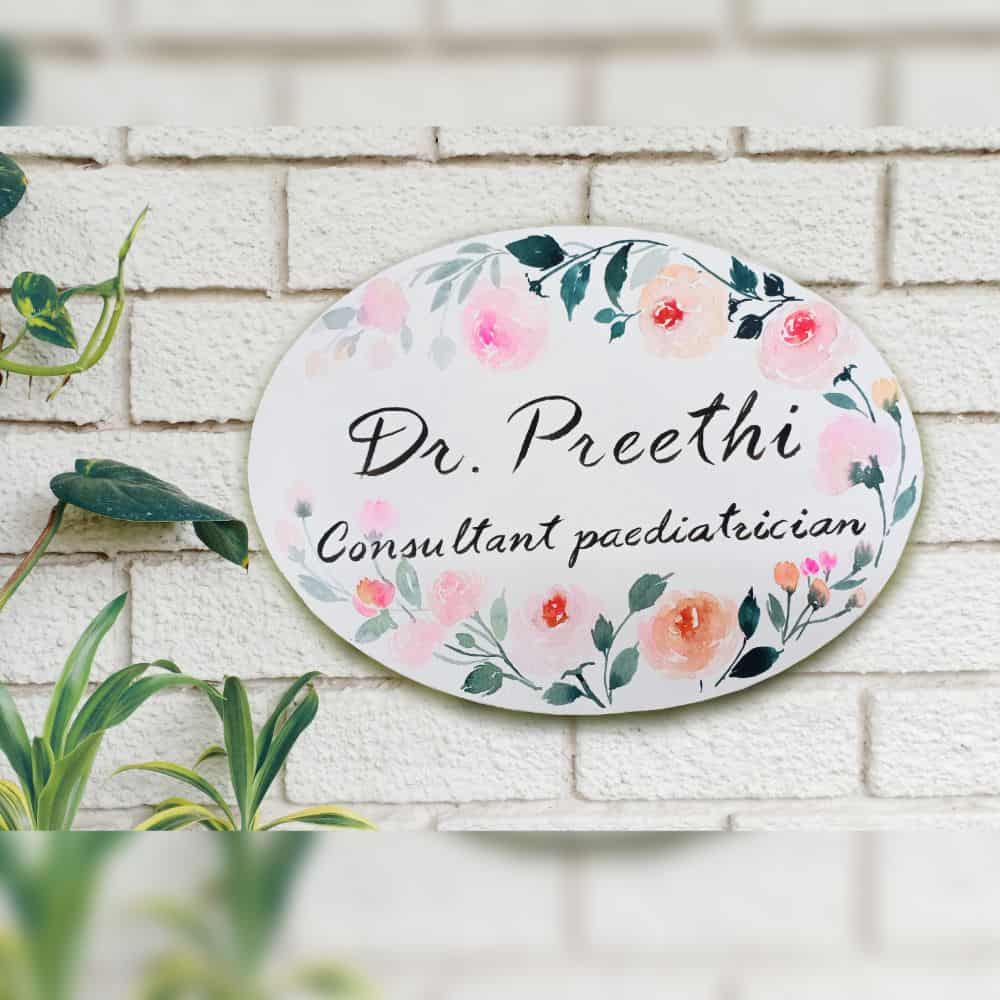 Handpainted Customized Name Plate - Soft Pastel Floral - rangreli