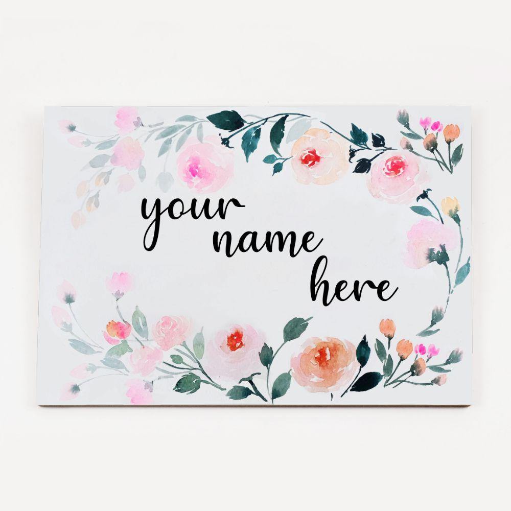 Customized Name Plate - Soft Pastel Floral - rangreliart