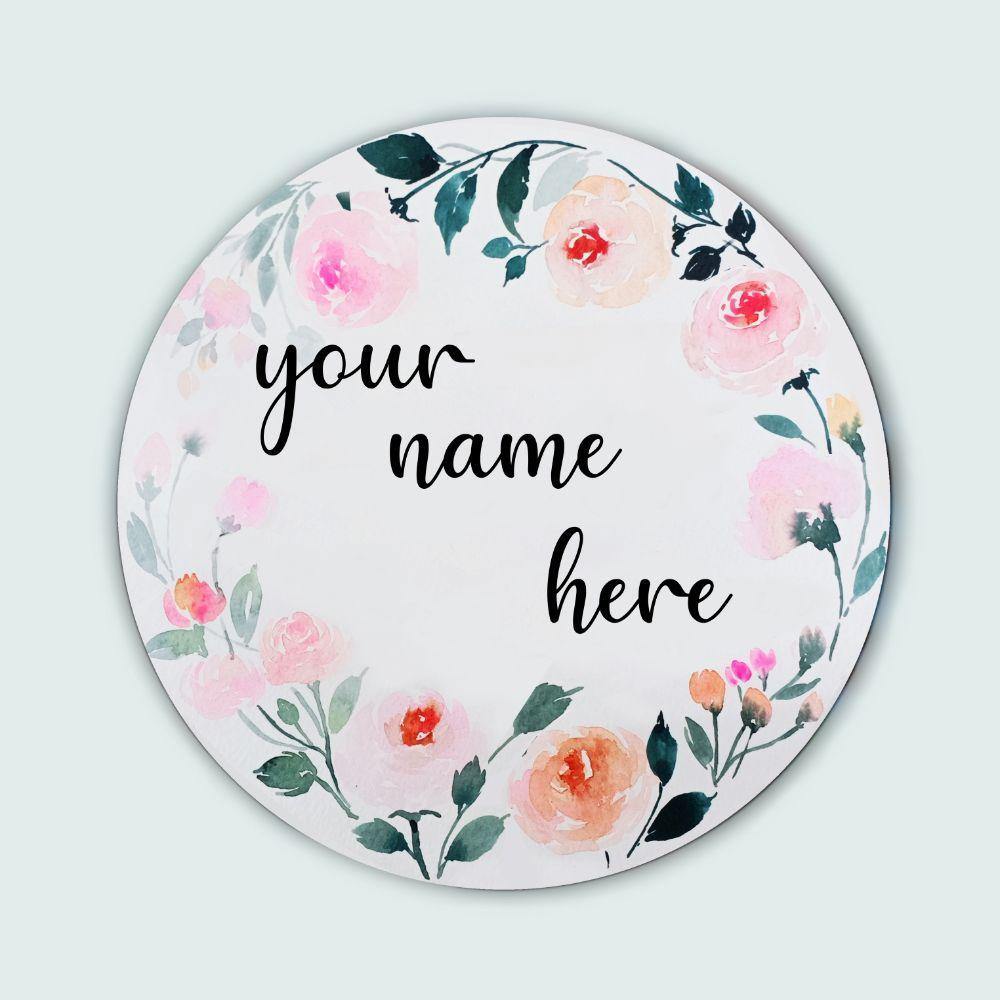 Customized Name Plate - Soft Pastel Floral - rangreliart