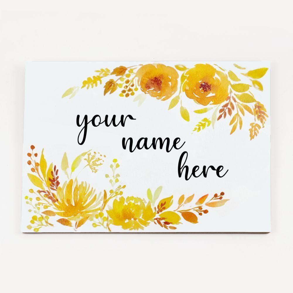 Customized Name Plate - Yellow Floral - rangreliart