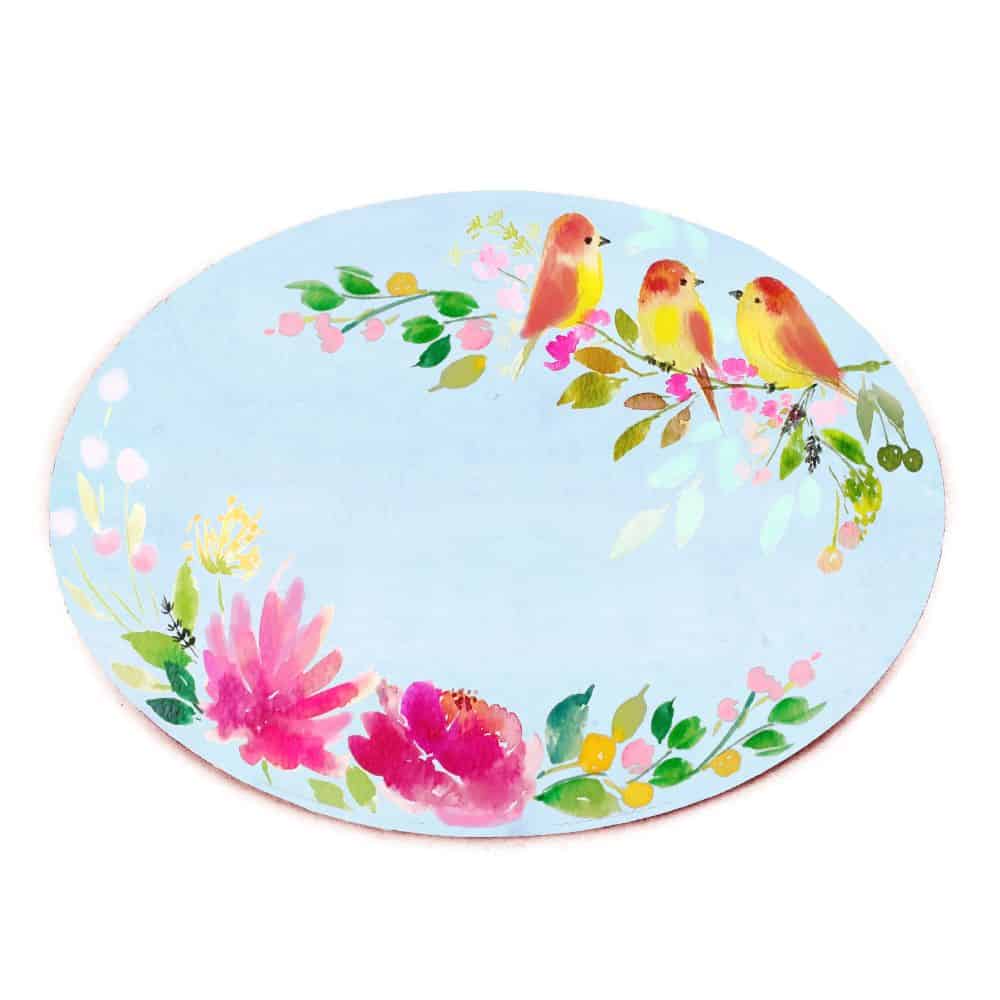 Customized Name Plate - Perching Birds Floral - rangreliart