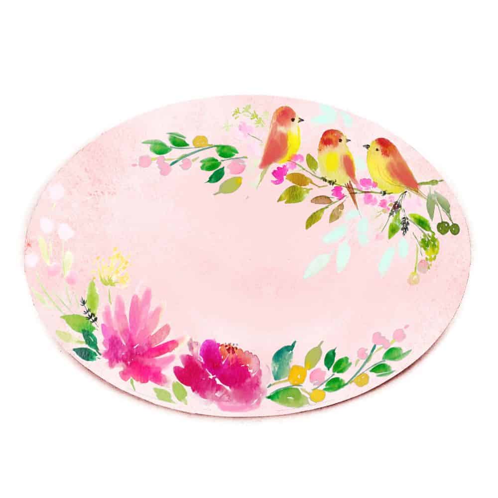 Customized Name Plate - Perching Birds Floral - rangreliart