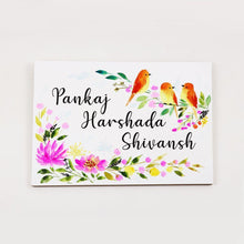 Load image into Gallery viewer, Customized Name Plate - Perching Birds Floral - rangreliart
