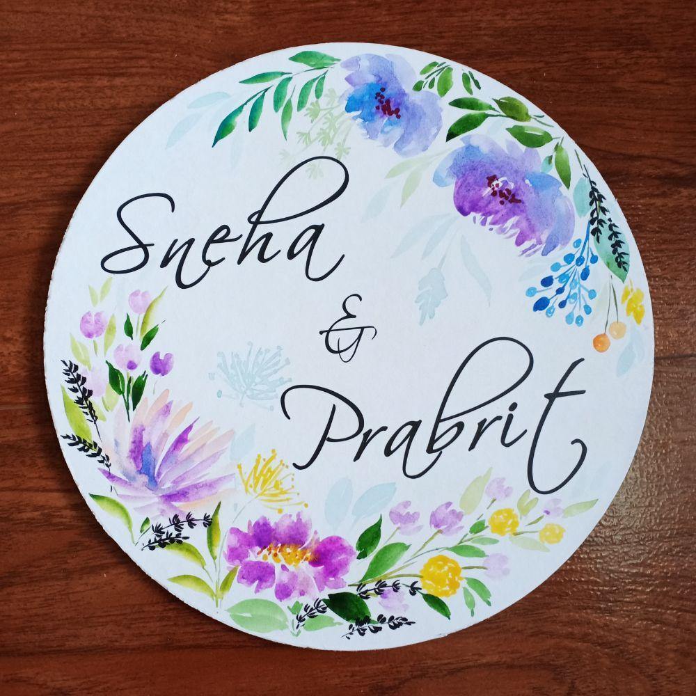 Customized Name Plate - Purple Garden Floral - rangreliart