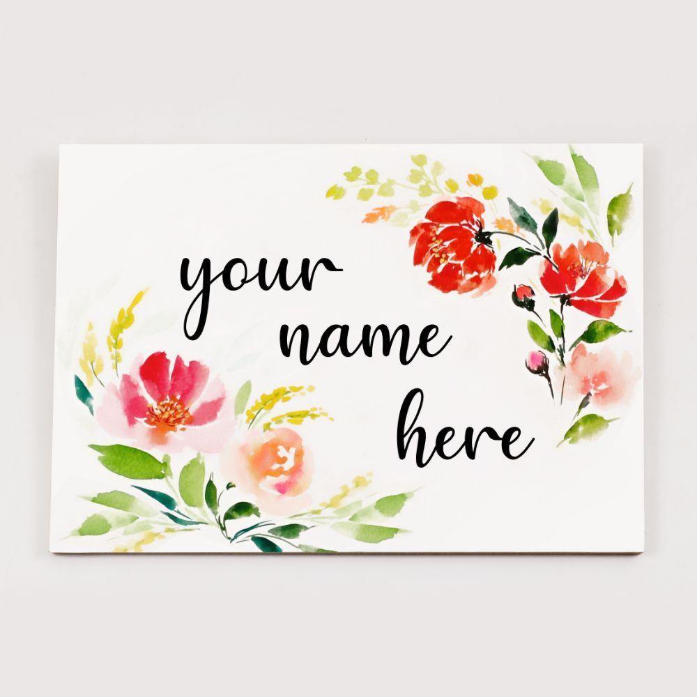 Customized Name Plate - Rose Floral Name Plate - rangreliart
