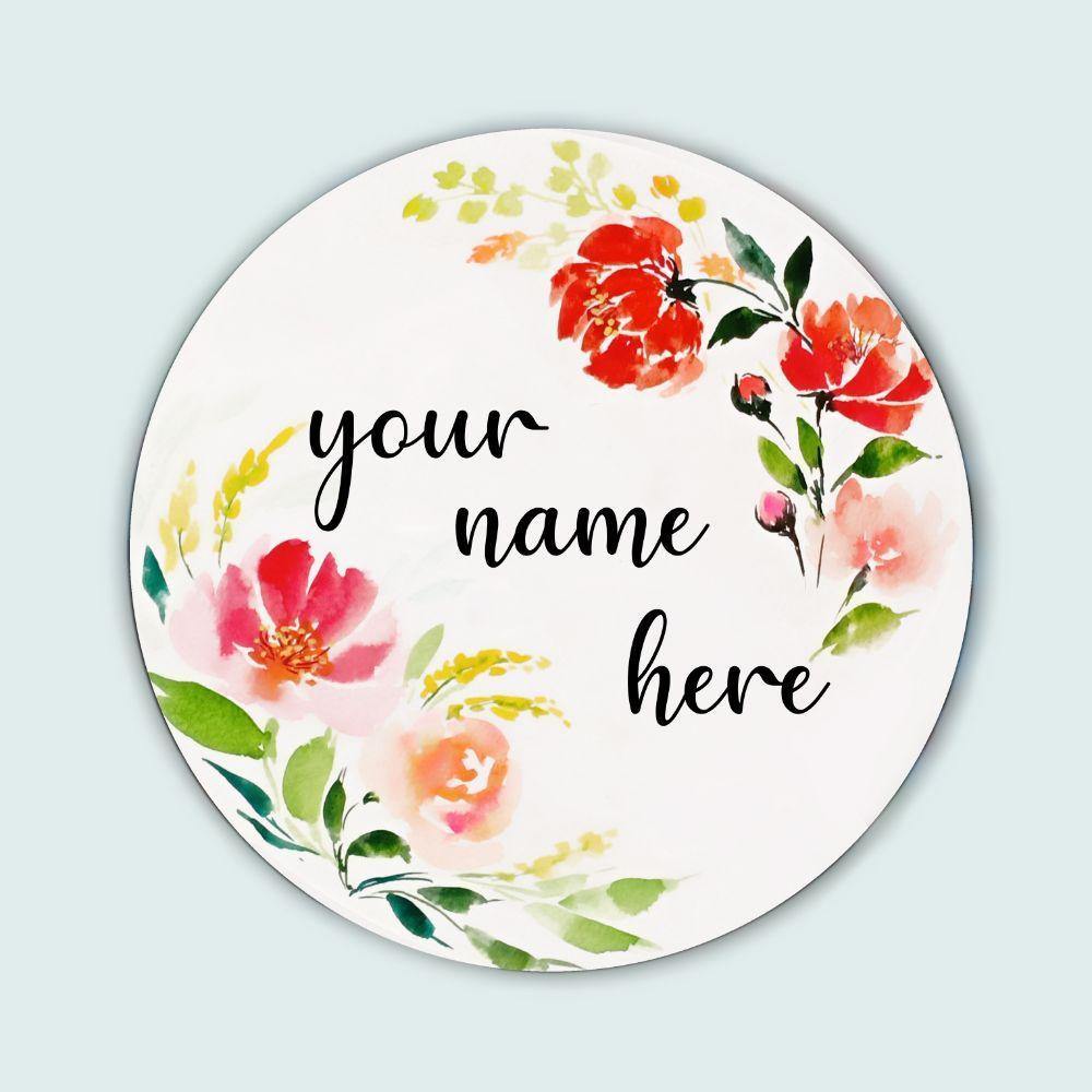 Customized Name Plate - Rose Floral Name Plate - rangreliart